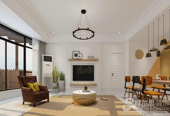 廈門威爾思濱北國(guó)際100平美式風(fēng)格裝修案例