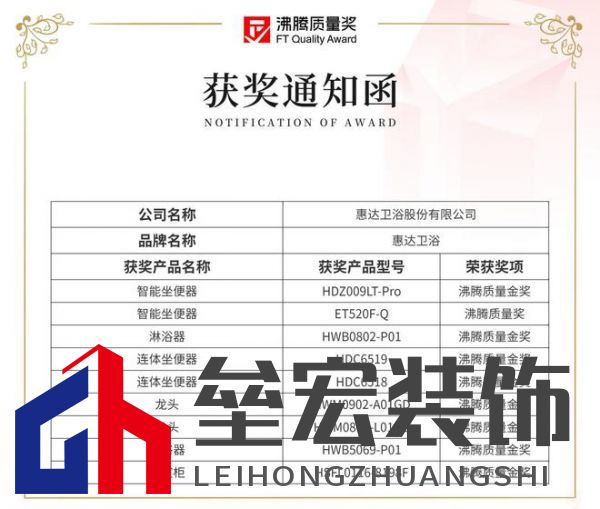 2024沸騰質(zhì)量獎9項大獎，惠達衛(wèi)浴品質(zhì)實力的最佳注腳！